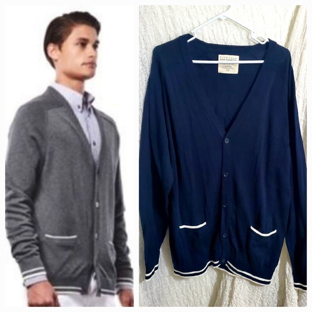 Five Four Nick Wooster Navy Men's Cardigan Sweater Size XL